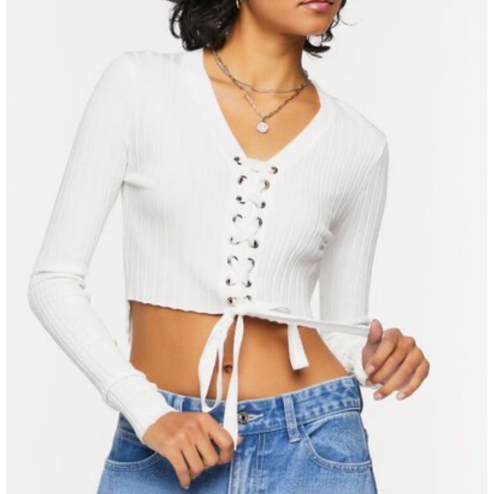 Forever 21 Lace-Up Cropped Top